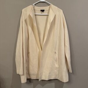 Talbots 100% Merino Wool Open Front Cardigan Ivory Size X